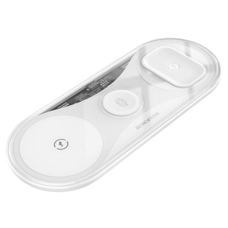 Бездротовий зарядний пристрій Borofone BQ19, 3в1, 15W, білий