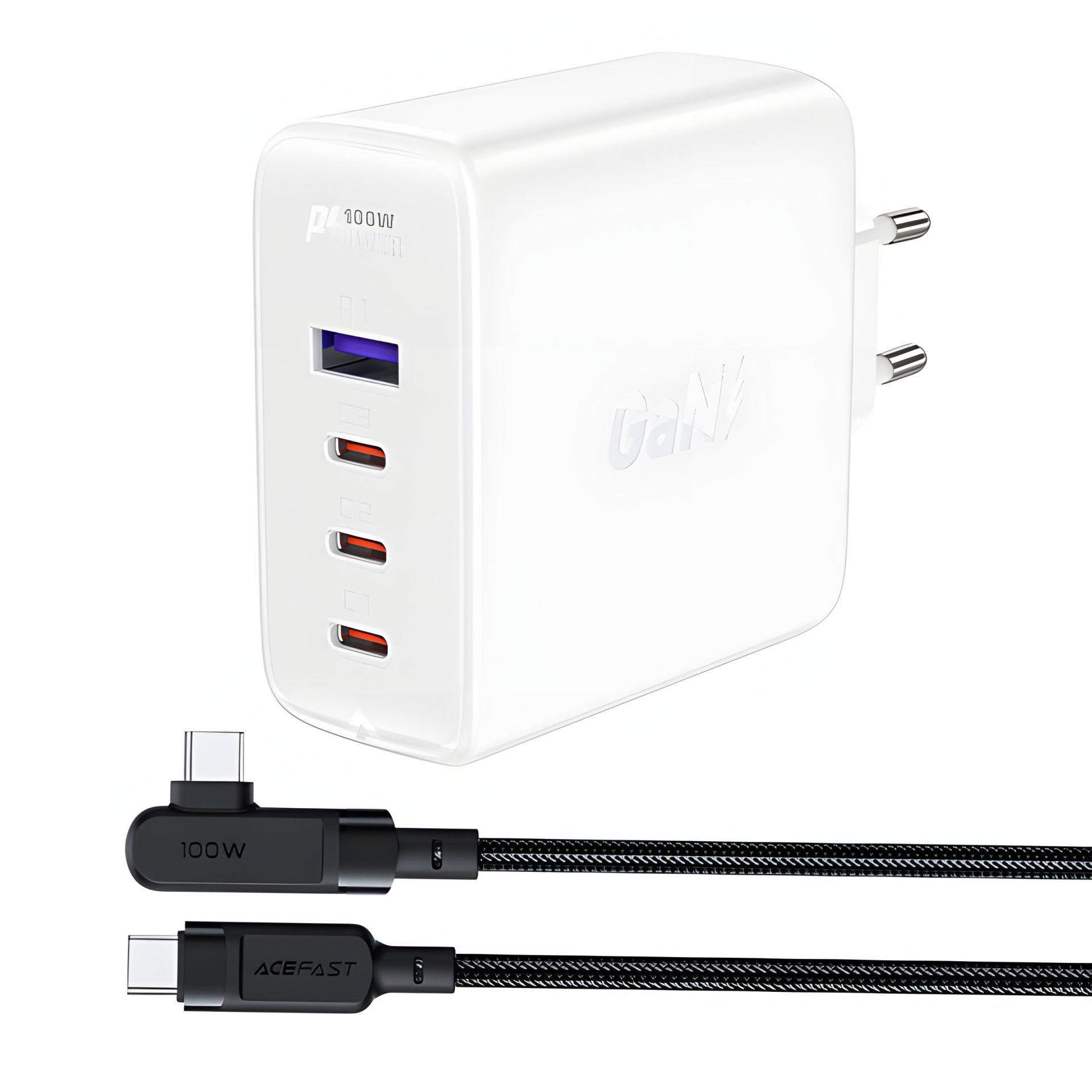 Зарядний пристрій Acefast A37 USB/3 Type-C QC PD 100W білий + кабель Type-C to Type-C Зарядний пристрій Acefast A37 USB/3 Type-C QC PD 100W білий + кабель Type-C to Type-C