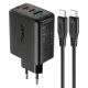 Зарядний пристрій Acefast A13 USB/2 Type-C QC PD 65W чорний + кабель Type-C to Type-C Зарядний пристрій Acefast A13 USB/2 Type-C QC PD 65W чорний + кабель Type-C to Type-C