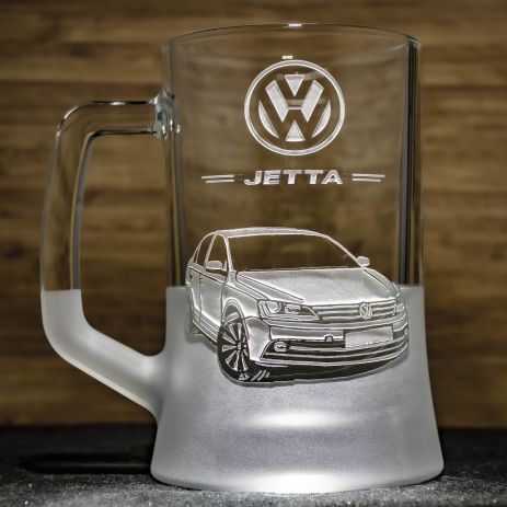Пивний келих з гравіюванням автомобіля Volkswagen Jetta Фольксваген Джетта - подарунок для автомобіліста