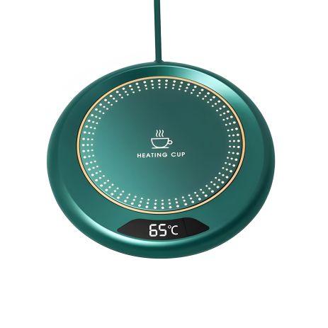 Круглая Подставка для чашки с подогревом, термостатическая, 11.5 см, 20W, USB 2+A, 3 режима, 55-75C, Green