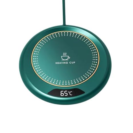 Підставка для чашки з підігрівом термостатична кругла 11.5см 20W, USB 2+A, 3 режими, 55-75C, зелений Підставка для чашки з підігрівом термостатична кругла 11.5см 20W, USB 2+A, 3 режими, 55-75C, зелений