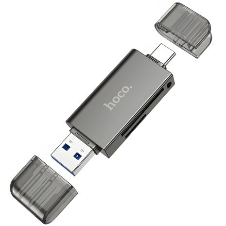 Адаптер перехідник Hoco HB39 USB, Type-C 3.0 до SD, TF сірий Адаптер перехідник Hoco HB39 USB, Type-C 3.0 до SD, TF сірий