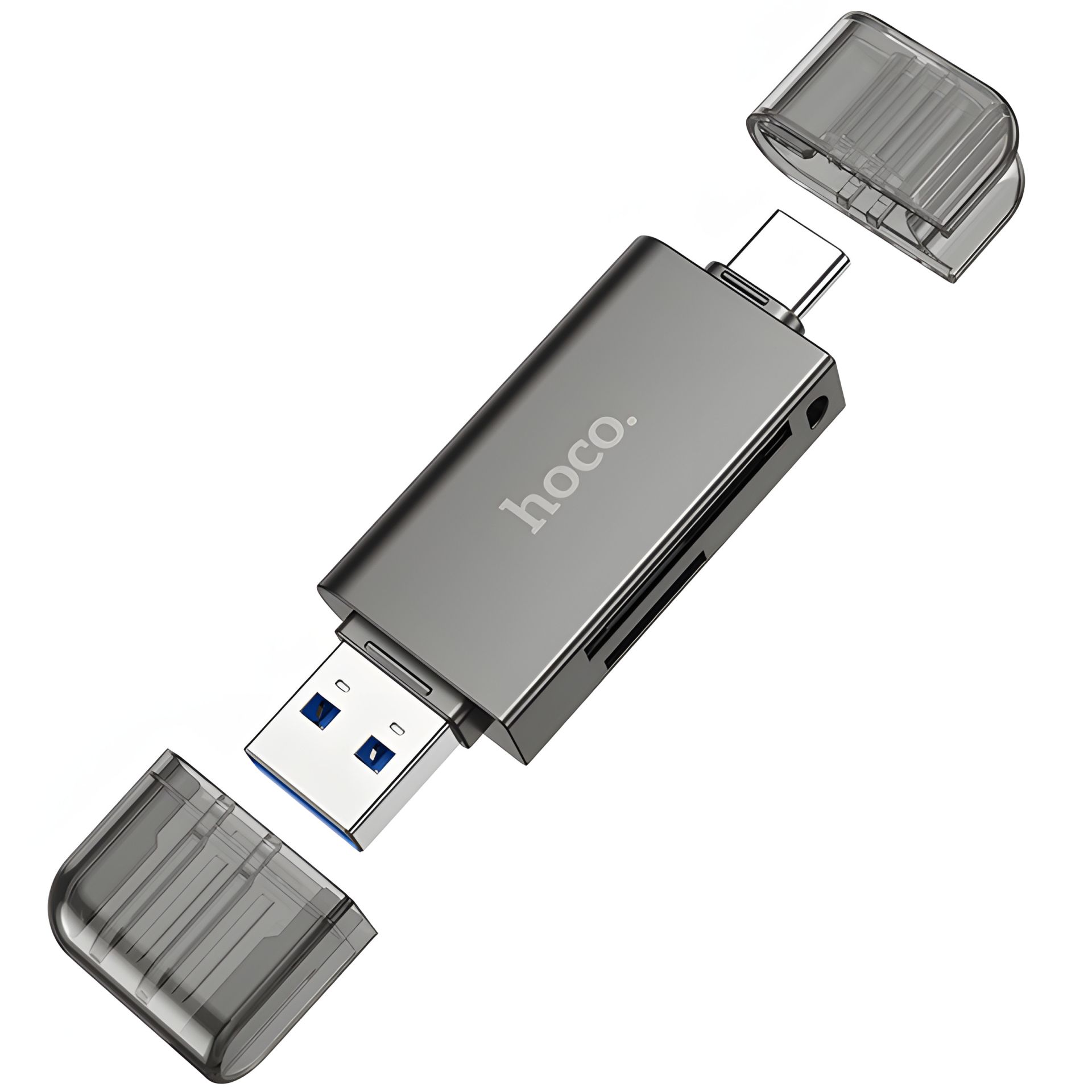 Адаптер перехідник Hoco HB39 USB, Type-C 3.0 до SD, TF сірий Адаптер перехідник Hoco HB39 USB, Type-C 3.0 до SD, TF сірий