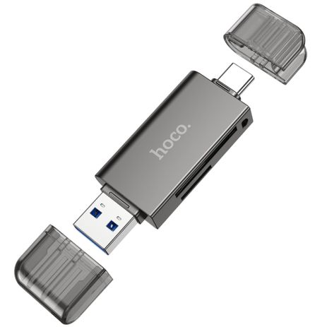 Адаптер переходник Hoco HB39 USB/ Type-C 3.0 серый