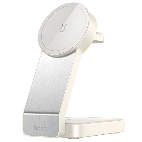 Зарядний пристрій Hoco CQ3 3в1 магнітний бездротовий, молочно-білий