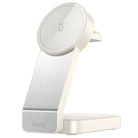 Hoco CQ3 Магнитное 3в1 молочно-белое беспроводное зарядное устройство