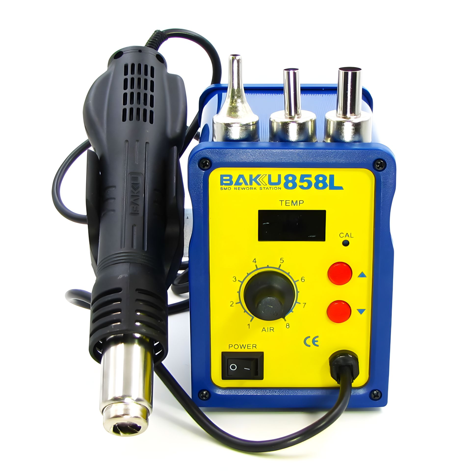 Паяльна станція Baku BK858L, фен із цифровим блоком регулювання (220V, 700W) Паяльна станція Baku BK858L, фен із цифровим блоком регулювання (220V, 700W)