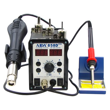 Паяльная станция Aida 858D++ без компрессора, фен с паяльником Hakko Паяльная станция Aida 858D++ без компрессора, фен с паяльником Hakko