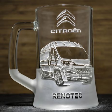 Келих пивний з гравіюванням фото автомобіля Citroen Renotec Сітроен Ренотек - подарунок для водія