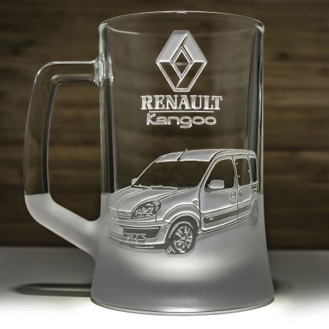 Пивний келих з гравіюванням фото автомобіля Renault Kangoo Рено Кенго - подарунок для водія Пивний келих з гравіюванням фото автомобіля Renault Kangoo Рено Кенго - подарунок для водія