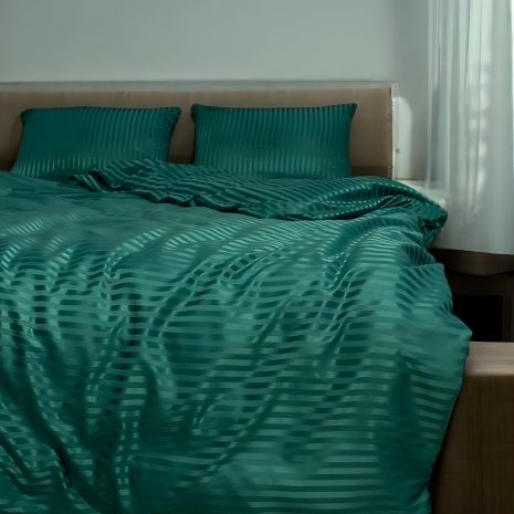 Сімейний комплект постільної білизни MakSon Elegant Emerald, страйп-сатин, 100% бавовна 017-2145210С Сімейний комплект постільної білизни MakSon Elegant Emerald, страйп-сатин, 100% бавовна 017-2145210С