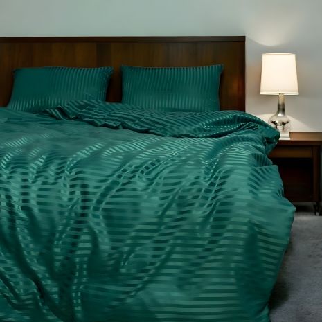 Постельное белье Евро MakSon Elegant Emerald, страйп-сатин, 100% хлопок (017-1200220С)