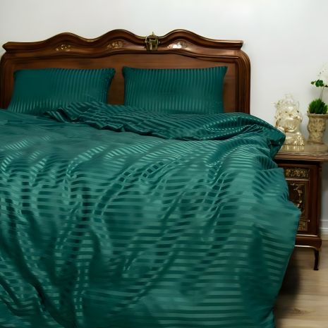 Набор полуторного постельного белья MakSon Elegant Emerald, страйп-сатин, 100% хлопок (017-1145210С) Набор полуторного постельного белья MakSon Elegant Emerald, страйп-сатин, 100% хлопок (017-1145210С)