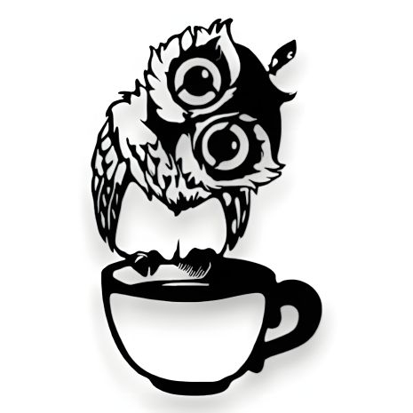 Деревянное панно Woodyard "Совенок с Чашкой" 95x60 см черный (0113-95х60)