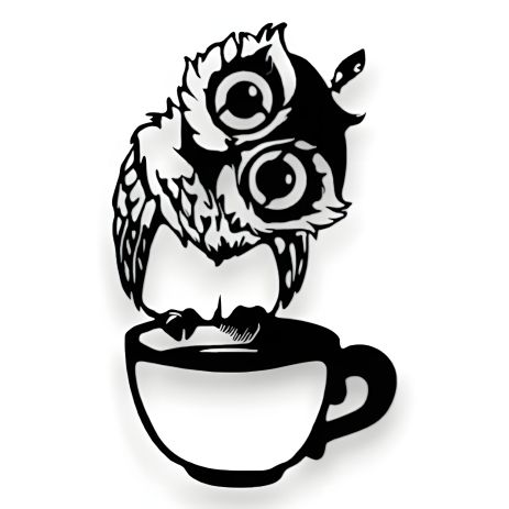 Деревянное панно Woodyard "Совенок с Чашкой" 95x60 см черный (0113-95х60)