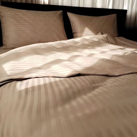 Комплект постельного белья евро "MakSon Elegant Beige", страйп-сатин (018-1200220С) Комплект постельного белья евро "MakSon Elegant Beige", страйп-сатин (018-1200220С)