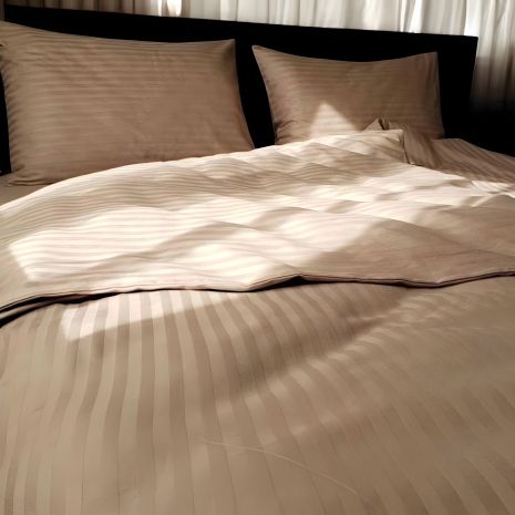 Комплект постельного белья евро "MakSon Elegant Beige", страйп-сатин (018-1200220С)