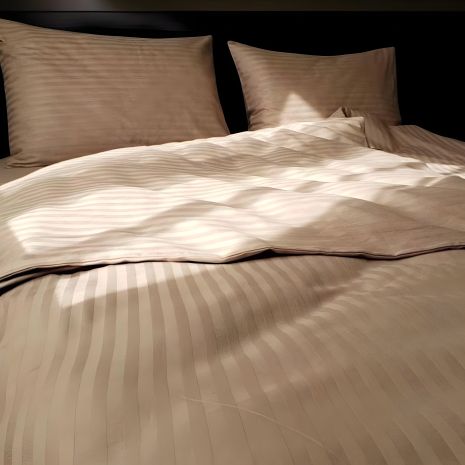 Постільної білизни комплект двоспальний, MakSon Elegant Beige, страйп-сатин, 100% бавовна (018-1175210С)