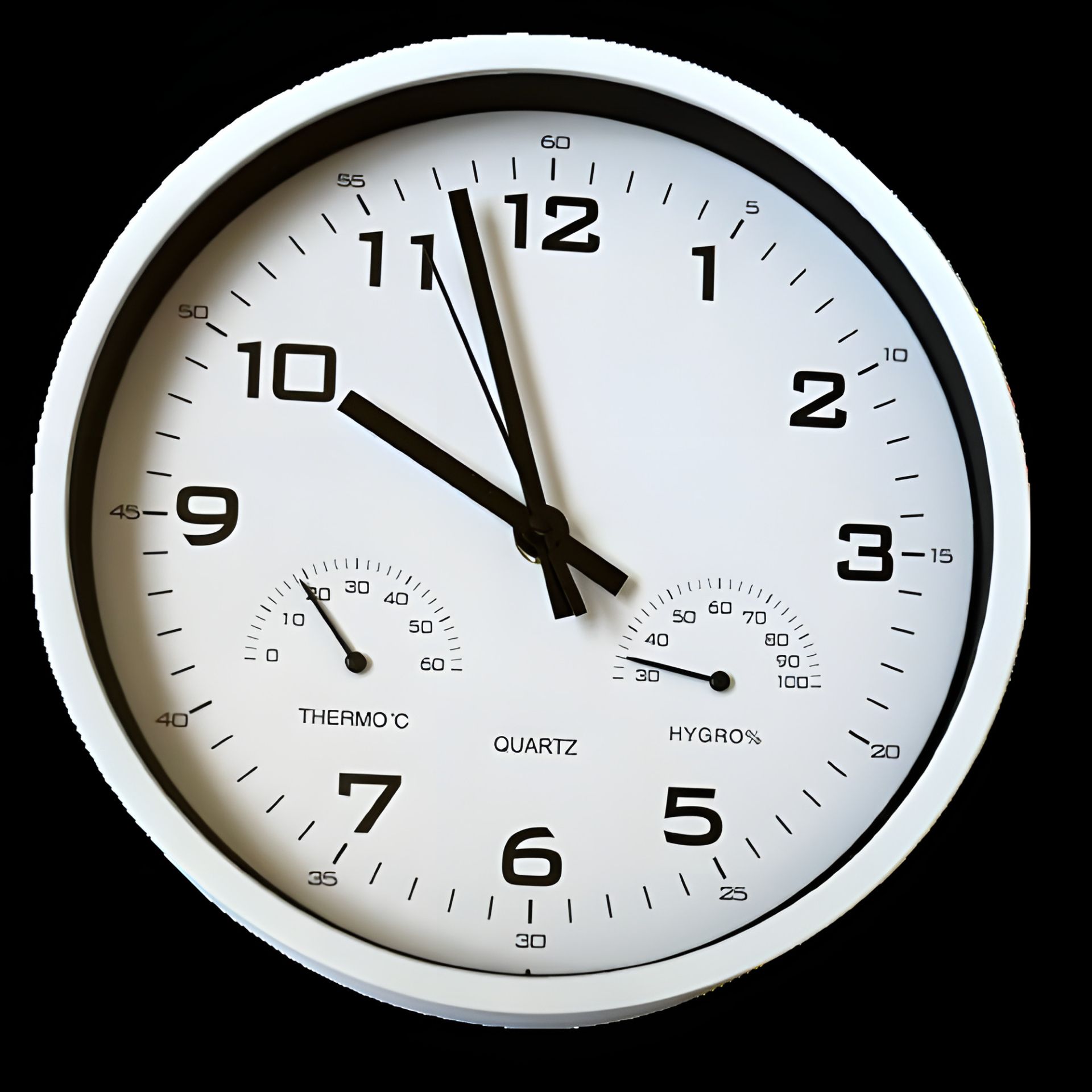 Настінний годинник Timelike™ (25 см) з термометром та гігрометром M-02-W білий Настінний годинник Timelike™ (25 см) з термометром та гігрометром M-02-W білий
