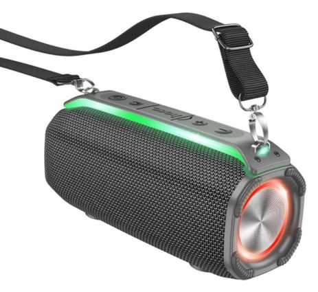 Бездротова колонка Hoco HC23 | BT5.3, TWS/FM/USB/TF/AUX, 6h| зі світломузикою сіра Бездротова колонка Hoco HC23 | BT5.3, TWS/FM/USB/TF/AUX, 6h| зі світломузикою сіра