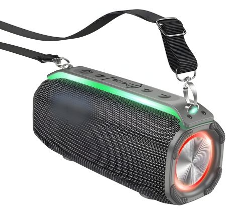 Бездротова колонка Hoco HC23 | BT5.3, TWS/FM/USB/TF/AUX, 6h| зі світломузикою сіра Бездротова колонка Hoco HC23 | BT5.3, TWS/FM/USB/TF/AUX, 6h| зі світломузикою сіра