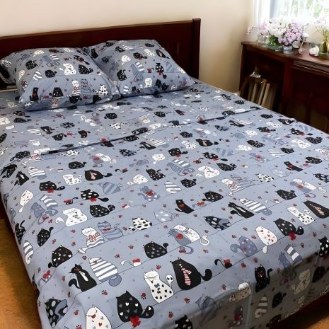 Комплект постельного белья MakSon Котики-муркотики, 100% хлопок 027-1145210Б