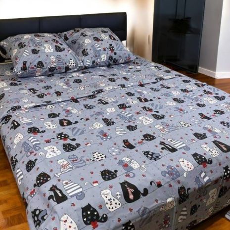 Комплект постільної білизни Євро MakSon Котики-муркотики, бязь GOLD LUX, 100% бавовна (027-1200220Б) Комплект постільної білизни Євро MakSon Котики-муркотики, бязь GOLD LUX, 100% бавовна (027-1200220Б)