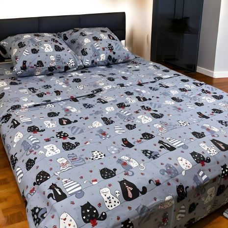 Комплект постільної білизни Євро MakSon Котики-муркотики, бязь GOLD LUX, 100% бавовна, арт. 027-1200220Б Комплект постільної білизни Євро MakSon Котики-муркотики, бязь GOLD LUX, 100% бавовна, арт. 027-1200220Б