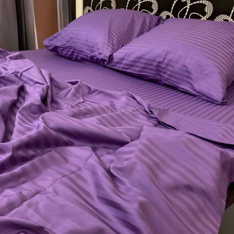 Білизни постільної комплект двуспальний MakSon Elegant Purple, страйп-сатин, 100% бавовна (019-1175210С) Білизни постільної комплект двуспальний MakSon Elegant Purple, страйп-сатин, 100% бавовна (019-1175210С)