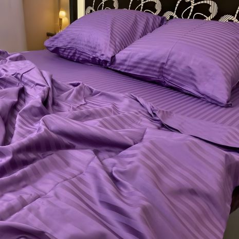 Семейный комплект постельного белья MakSon Elegant Purple, страйп-сатин, 100% хлопок (019-2145210С)