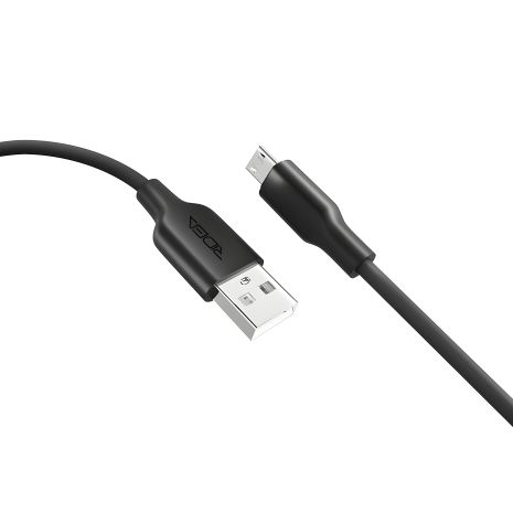 USB кабель Ridea RC-M114 Soft Silico MicroUSB, 3A, 1m, 60W, Чорний