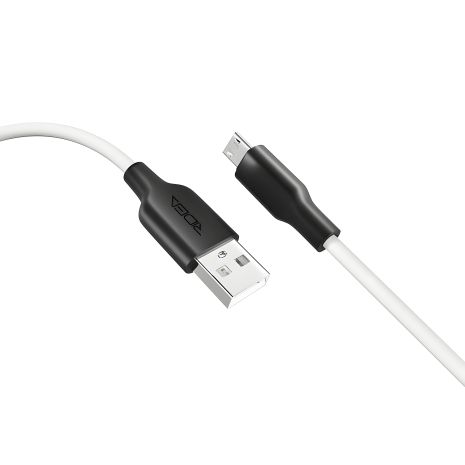 USB кабель Ridea RC-M114 Soft Silico MicroUSB, 3A, 1m, 60W, Біло-Чорний