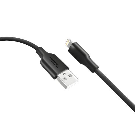 Кабель USB Ridea RC-M134 Soft Silico, 12W, 1m, Lightning, Чорний