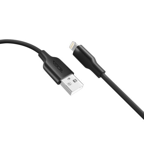 Кабель USB Ridea RC-M134 Soft Silico, 12W, 1m, Lightning, Чорний