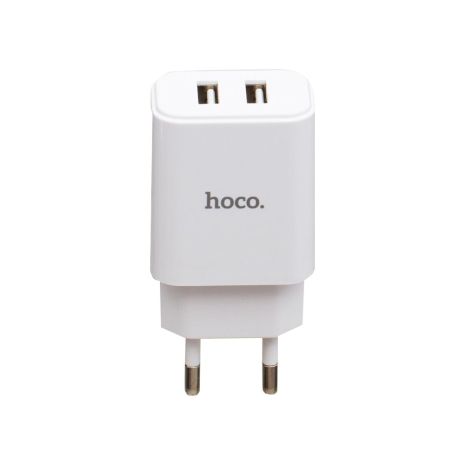 Мережевий зарядний пристрій Hoco C62A, кабель MicroUSB, 2USB, 2.1A, White