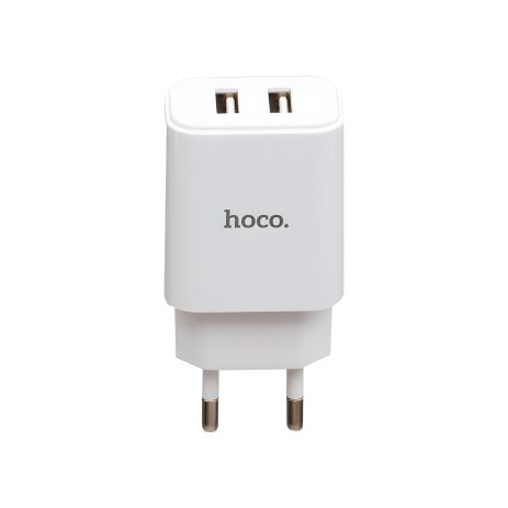 Мережевий зарядний пристрій Hoco C62A з кабелем MicroUSB, 2USB, 2.1A, White