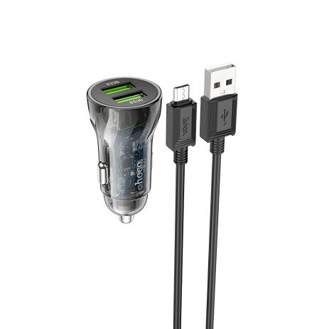Авто ЗУ Hoco Z47 Прозрачный QC3.0 18W Micro Чёрный Авто ЗУ Hoco Z47 Прозрачный QC3.0 18W Micro Чёрный