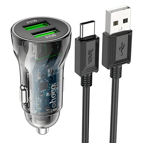 Авто Зарядное Устройство Hoco Z47 Transparent QC3.0 18W Type C Прозрачный черный Авто Зарядное Устройство Hoco Z47 Transparent QC3.0 18W Type C Прозрачный черный