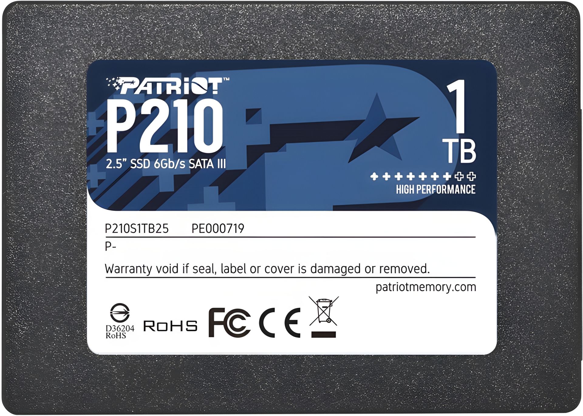 SSD Patriot P210 1TB 2.5" 7mm SATAIII 3D QLC SSD Patriot P210 1TB 2.5" 7mm SATAIII 3D QLC