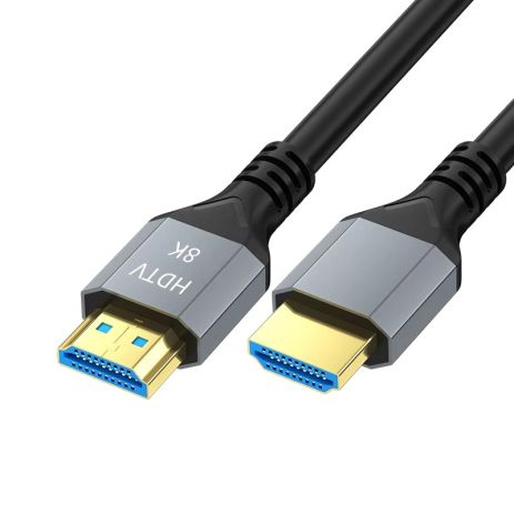 Кабель HDMI 2.1 4K 144Hz HDR (2K 240Hz, 8K 60Hz) 48Gbps, eARC, 1m(100cm) Grey