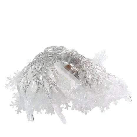 Гирлянда снежинки теплый 3m / 20 диодов от батареек AAx3шт (в комплект не входят)