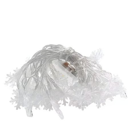 3м Гирлянда снежинки, теплый свет, с 20 диодами, от 3 батареек AA (в комплект не входят)