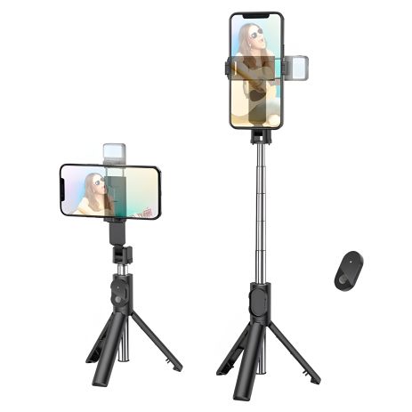 Штатив-трипод Borofone BY8, 360°, LED, BT4.0, 55mAh, 1.5h, 0.8m, чорний Штатив-трипод Borofone BY8, 360°, LED, BT4.0, 55mAh, 1.5h, 0.8m, чорний