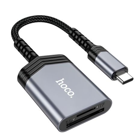 Адаптер перехідник Hoco UA25 2в1 card reader Type-C сірий Адаптер перехідник Hoco UA25 2в1 card reader Type-C сірий