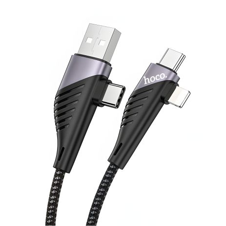 USB Кабель HOCO U95 4in1 USB/Type-C to Type-C/ Lightning черный USB Кабель HOCO U95 4in1 USB/Type-C to Type-C/ Lightning черный
