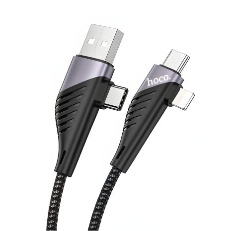 Кабель USB HOCO U95 4in1 USB, Type-C to Type-C, Lightning, 60W, 1.2m, чорний Кабель USB HOCO U95 4in1 USB, Type-C to Type-C, Lightning, 60W, 1.2m, чорний