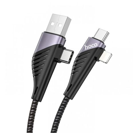 Кабель USB HOCO U95 4in1 USB, Type-C to Type-C, Lightning, 60W, 1.2m, чорний Кабель USB HOCO U95 4in1 USB, Type-C to Type-C, Lightning, 60W, 1.2m, чорний