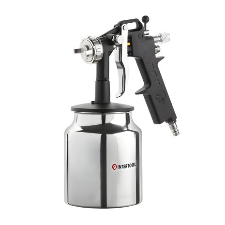Пневматический краскопульт HP, форсунка 1,5 мм, металлический нижний бачок 1000 мл, 5 бар INTERTOOL PT-0211