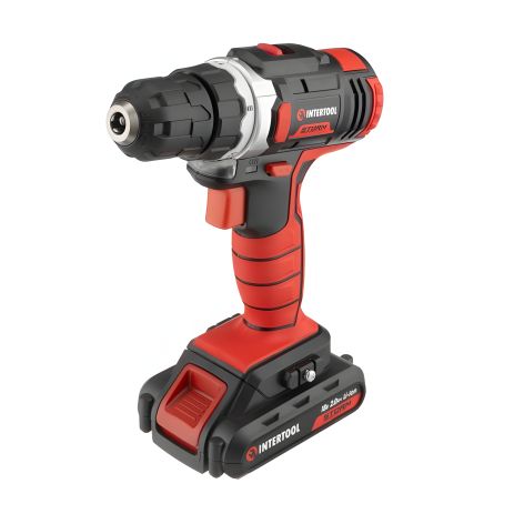 Акумуляторний шурупокрут-дриль, Li-Ion, 18 В, 25 Nm, 0-400/0-1500 об/хв, 1,3 Аг INTERTOOL WT-0313